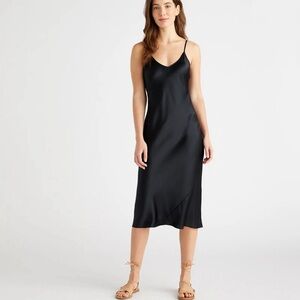 Quince Black 100% Washable Silk Slip Dress, sz. M